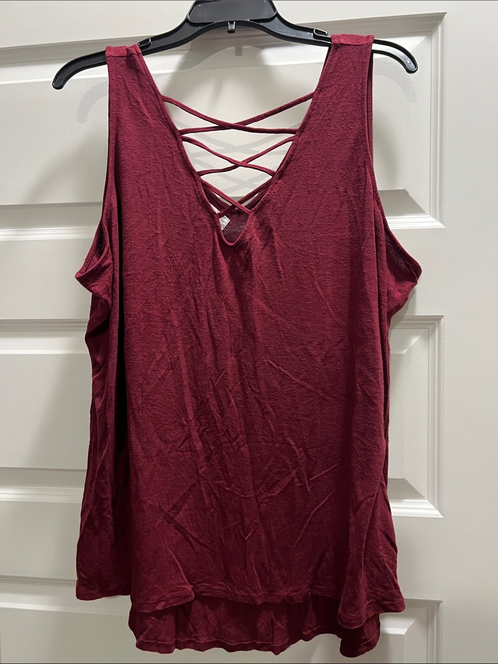 Sleeveless Crisscross Back Tank Top - Burgundy